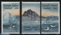 Greenland 1987 Hafnia 87 3v, Mint NH, Nature - Transport - Birds - Ships And Boats - Ongebruikt