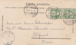 Suisse Carte Postale St Gallen Pour L'Alsace 1902 - San Galo