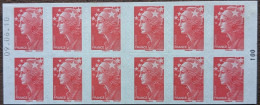 4197-C19 Date 09.06.10 & N°(100) Carnet Beaujard 12 TVP Rouge Faciale 17.16€ - Modernos : 1959-…