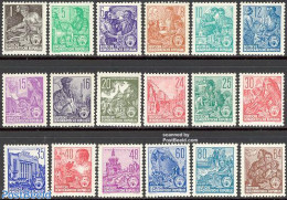Germany, DDR 1953 Definitives 18v, Unused (hinged), Science - Transport - Various - Mining - Automobiles - Railways - .. - Unused Stamps