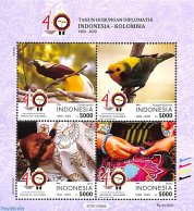 Indonesia 2020 Joint Issue Colombia S/s, Mint NH, Nature - Various - Birds - Joint Issues - Textiles - Emisiones Comunes