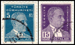 1950 - 1951 - TURQUIA - ATATURK - YVERT 1115,1117 - Gebruikt