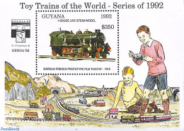 Guyana 1992 Toy Trains S/s, PLM Pacific, Mint NH, Transport - Various - Railways - Toys & Children's Games - Treinen