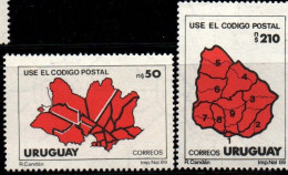 1989 Uruguay Use Postal Codes Montevideo Department Map And National Map #1285-1286 ** MNH - Uruguay