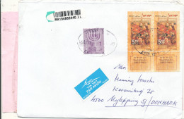 Israel Registered Cover Sent Air Mail To Denmark 1999 - Brieven En Documenten