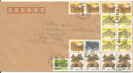 China Cover Sent To Denmark 2002 With A Lot Of Stamps - Cartas & Documentos