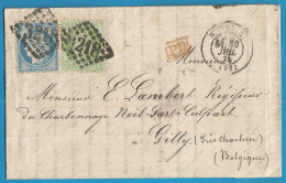 FRANCE - Cérès N°53+60A Sur Lettre De ROUBAIX à GILLY (Belgique) Du 30/7/74 + Verso Ambulant FRANCE PAR OUEST 3 - 1871-1875 Ceres