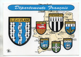 CP Adhesif 412, Carte Géographique Département D'Ille Et Vilaine 35, Kroma, Blason - Other & Unclassified