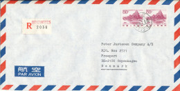 China Registered Air Mail Cover Sent To Denmark 8-2-1984 Topic Stamps - Poste Aérienne