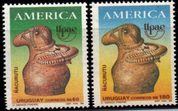 1989 Uruguay America Issue UPAE Emblem Nacurutu Artifact Culture #1293-1294 ** MNH - Uruguay