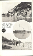 CPA Genf, Méillerie, Evian, Dampfer, Les Bords Du Lac - Autres & Non Classés