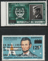 DAHOMEY 1967  -  JOHN F. KENNEDY AND ABRAHAM LINCOLN OVERPRINTED "29 MAI 1967 50e ANNIVERSAIRE DE LA NAISSANCE..." ETC - Benin - Dahomey (1960-...)