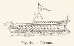 Bireme - 1924 Xilografia D'epoca - Vintage Engraving - Gravure - Prints & Engravings