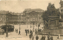 59 - Lille - La Statue De Faidherbe Et La Préfecture - Animée - Tramway - Correspondance - Oblitération Ronde De 1910 -  - Lille