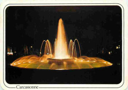 11 - Carcassonne - Illumination De La Fontaine Du Square Gambetta - Vue De Nuit - Flamme Postale De Carcassonne - CPM -  - Carcassonne