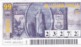 PORTUGAL LOTTERY TICKET 1999 - Billetes De Lotería