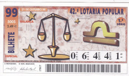 PORTUGAL LOTTERY TICKET 1999 - Lottery Tickets