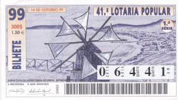 PORTUGAL LOTTERY TICKET 1999 - Lottery Tickets