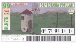 PORTUGAL LOTTERY TICKET 1999 - Lottery Tickets