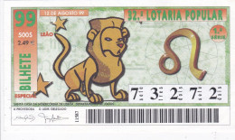 PORTUGAL LOTTERY TICKET 1999 - Lottery Tickets