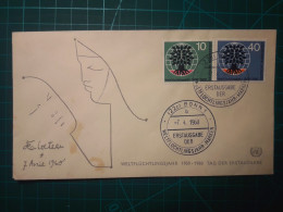 ALLEMAGNE, Enveloppe FDC Commémorant "l'Année Mondiale Des Réfugiés". Cachet De La Poste Et Timbre Postal Spécial Du 7 A - 1961-1970