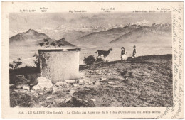 CPA LE SALÈVE  (HAUTE SAVOIE)  LA CHAÎNE DES ALPES VUE DE LA TABLE D'ORIENTATION DES TREIZE ARBRES - Autres & Non Classés