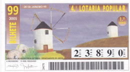 PORTUGAL LOTTERY TICKET 1999 - Lottery Tickets