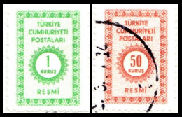 1965 - TURQUIA - SELLO DE SERVICIO - YVERT 96,98 - Usati