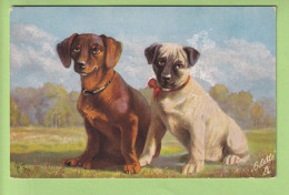 Alte Ansichtskarte - Hund - Dog - DACHSHUND - Tuck Serie ' Spielkameraden ' - Chiens