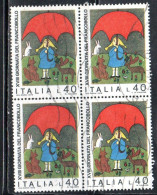 ITALIA REPUBBLICA ITALY REPUBLIC 1976 GIORNATA DEL FRANCOBOLLO STAMP DAY LIRE 40 QUARTINA BLOCK USATO USED OBLITERE' - 1971-80: Oblitérés