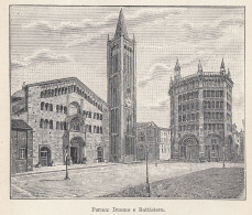 Parma - Duomo E Battistero - Stampa Epoca - 1929 Vintage Print - Prints & Engravings