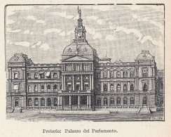 Sudafrica - Pretoria - Palazzo Del Parlamento - 1929 Stampa Vintage Print - Estampes & Gravures