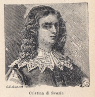 Ritratto Di Cristina Di Svezia - 1926 Stampa Epoca - Vintage Print   - Estampes & Gravures