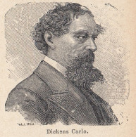 Ritratto Di Charles John Huffam Dickens - 1926 Stampa - Vintage Print  - Estampas & Grabados