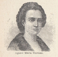 Ritratto Di Agnesi Maria Gaetana - 1924 Stampa Epoca - Vintage Print - Estampas & Grabados