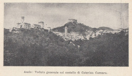 Asolo (TV) - Veduta Generale E Castello Di Cornaro - 1924 Vintage Print - Estampas & Grabados