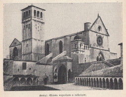 Assisi - Chiesa Superiore E Inferiore - 1924 Stampa Epoca - Vintage Print - Estampas & Grabados