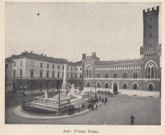 Asti - Piazza Roma - 1924 Stampa Epoca - Vintage Print - Estampes & Gravures
