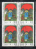 ITALIA REPUBBLICA ITALY REPUBLIC 1976 GIORNATA DEL FRANCOBOLLO STAMP DAY LIRE 40 QUARTINA BLOCK USATO USED OBLITERE' - 1971-80: Afgestempeld