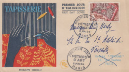 Enveloppe  FDC  1er  Jour     FRANCE      METIERS   D' ART  :  Tapisserie    1954 - 1950-1959