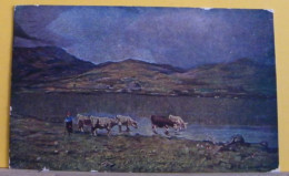 (ART) BUSCAGLIONE GIUSEPPE - PAESAGGIO - MUCCHE AL LAGO - VIAGGIATA 1926 - Paintings