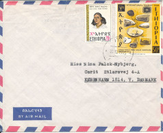 Ethiopia Air Mail Cover Sent To Denmark 22-12-1975 Topic Stamps   A Tear At The Top Of The Cover - Ethiopie