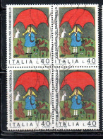 ITALIA REPUBBLICA ITALY REPUBLIC 1976 GIORNATA DEL FRANCOBOLLO STAMP DAY LIRE 40 QUARTINA BLOCK USATO USED OBLITERE' - 1971-80: Used