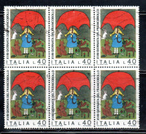 ITALIA REPUBBLICA ITALY REPUBLIC 1976 GIORNATA DEL FRANCOBOLLO STAMP DAY LIRE 40 BLOCCO BLOCK USATO USED OBLITERE' - 1971-80: Oblitérés