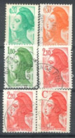 FRANCE - 1982/90 - LIBERTY STAMPS SET OF 6, USED - Ungebraucht