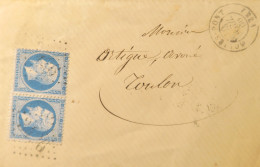 X1265 - FRANCE - NAPOLEON III (PAIRE) N°22 Sur LETTRE (LSC) SOLIES-PONT (Var) 10 AVRIL 1866 à TOULON (Var) - 1862 Napoleon III