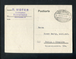 "ALL. BESETZUNG" 1946, Postkarte Mit Oval-Stempel "KONSTANZ Gebuehr Bezahlt", Inhalt ! (A2103) - Storia Postale