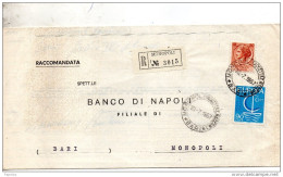 1967  LETTERA RACCOMANDATA CON ANNULLO MONOPOLI BARI - 1961-70: Marcophilia