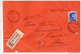 1965 LETTERA RACCOMANDATA CON ANNULLO BARI 6 - 1961-70: Storia Postale