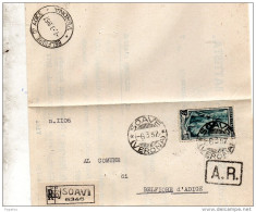 1957 LETTERA RACCOMANDATA CON ANNULLO SOAVE VERONA + BELFIORE - 1946-60: Storia Postale